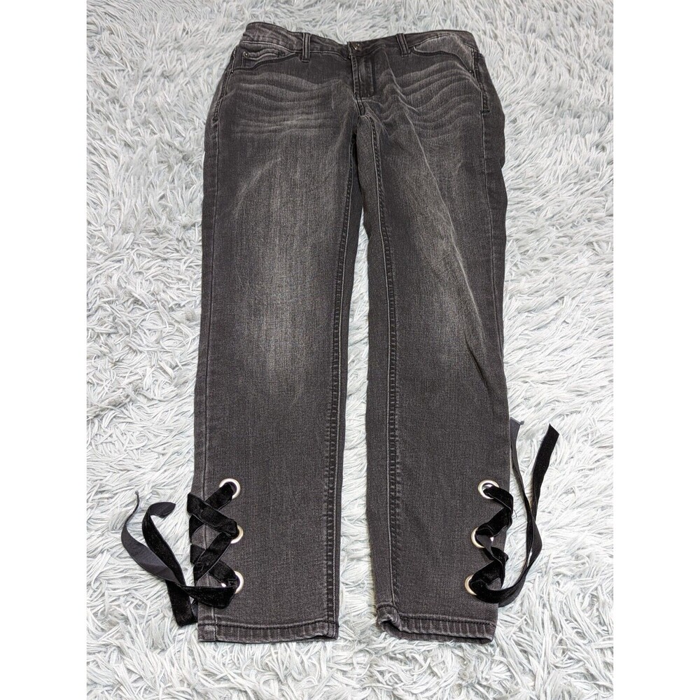 Kensie Jeans Skinny Womens‎ Size 4/27 4 Velvet Tie Off Cuffs Black 25 inseam